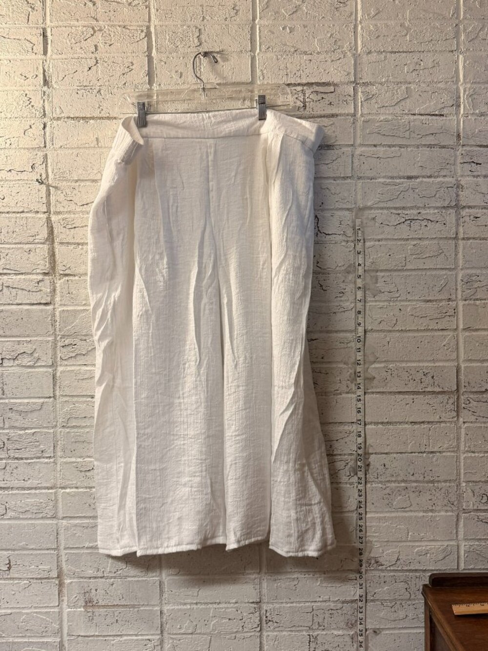 Wonderly Womens 3X White Wide Leg Pants Pull On Gauze Linen Blend Coastal
